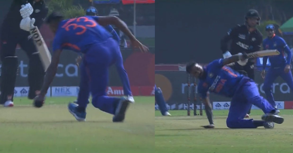 IND vs NZ: हार्दिक पंड्या ने अपनी ही गेंद पर लिया कमाल का कैच; देंखे वीडियो