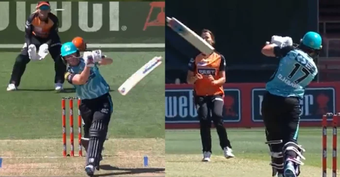 VIDEO: ऑस्ट्रेलियाई खिलाड़ी ने जड़ा ऐसा छक्का कि बैट के हो गए दो टुकड़े, बाल-बाल बची साथी खिलाड़ी