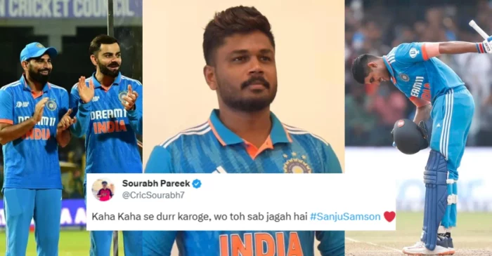 संजू की तस्वीर के नीचे प्रैक्टिस करती नजर आई टीम इंडिया, फैंस बोले- कहां कहां से दूर करोगे, वो तो सब जगह है