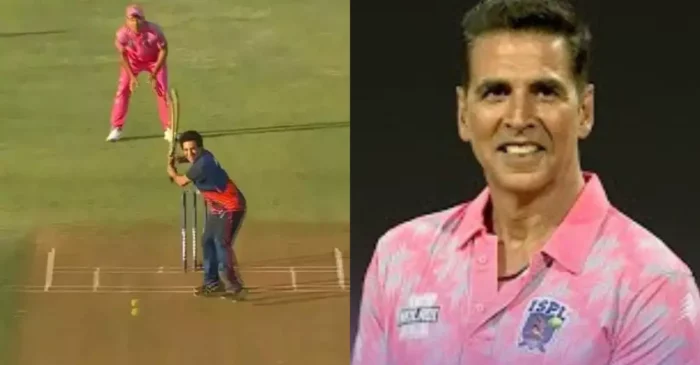 VIDEO: अक्षय कुमार की गेंद पर सचिन तेंदुलकर ने जड़ा कड़क छक्का, रील और रियल खिलाड़ी की लड़ाई देख फैंस हुए गदगद