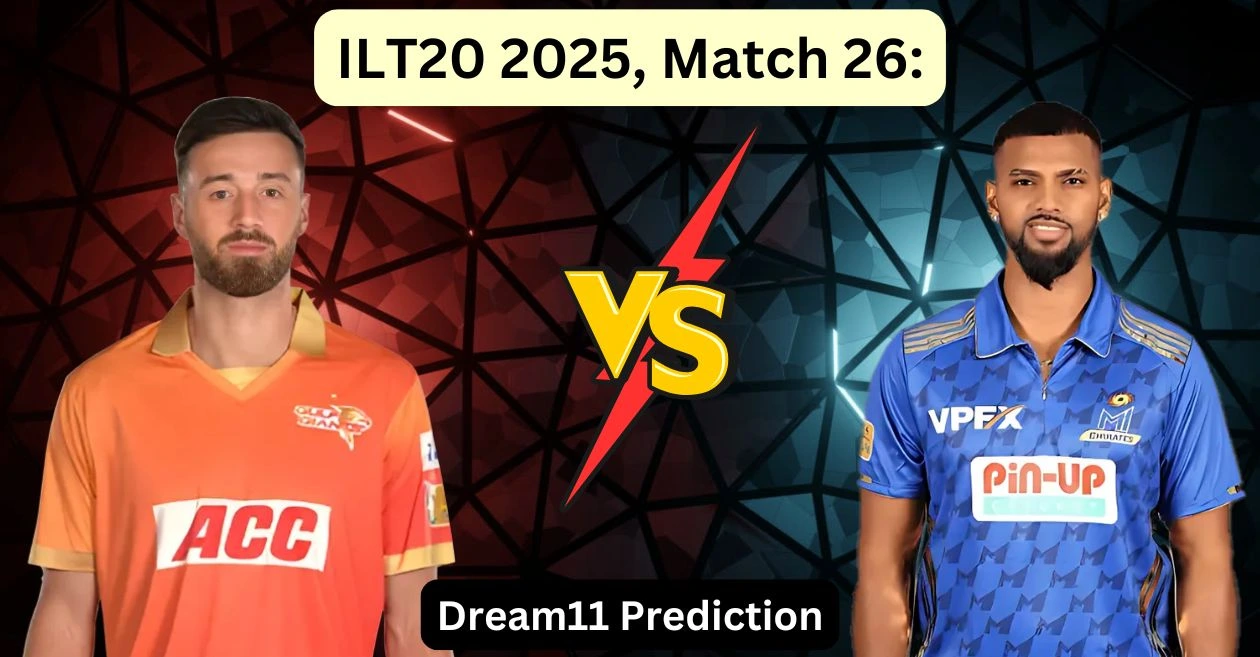 GG vs MIE, ILT20 2025, Dream11 Prediction: गल्फ जायंट्स बनाम MI एमिरेट्स। ड्रीम11 टीम, फैंटेसी टिप्स और पिच रिपोर्ट