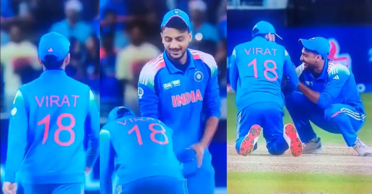 Watch: चैंपियंस ट्रॉफी 2025 में IND vs NZ मैच में विराट कोहली ने अक्षर पटेल के छुए पैर