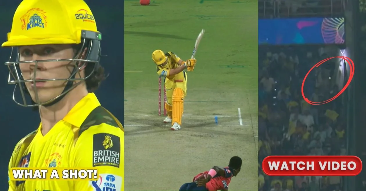 CSK vs RR: डेवाल्ड ब्रेविस ने क्वेना मफाका के खिलाफ लगाया नो-लुक छक्का, देखने लायक था युवा खिलाड़ी का शॉट;VIDEO