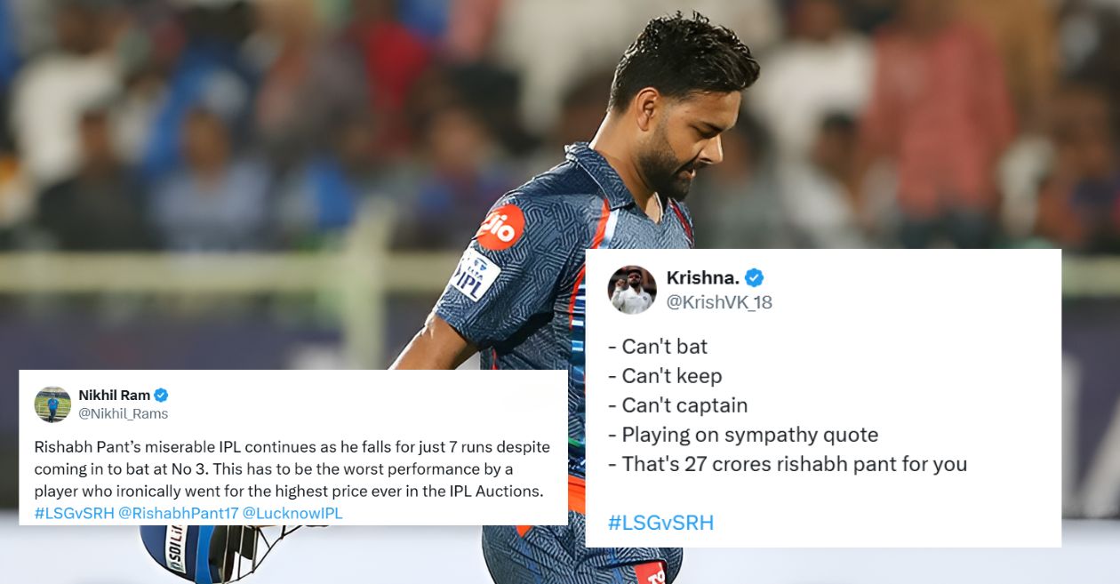 LSG vs SRH: एक बार फिर कम स्कोर पर आउट हुए ऋषभ पंत तो भड़क उठे फैंस, लखनऊ के कप्तान को खूब किया ट्रोल