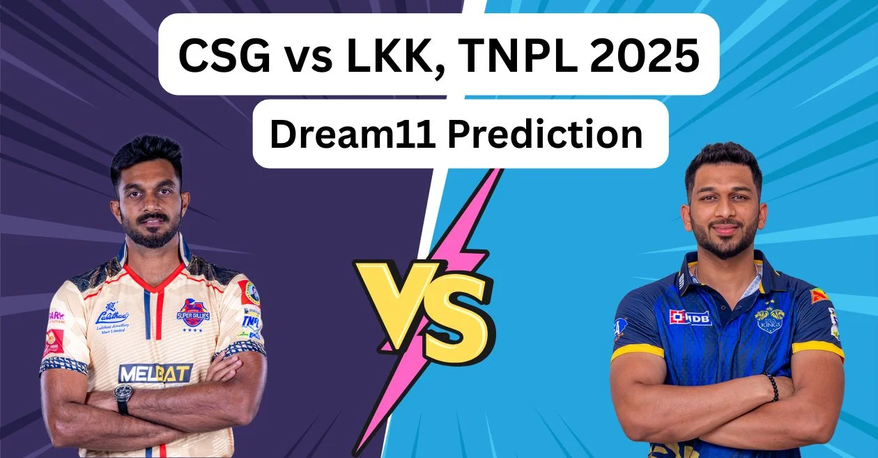 CSG vs LKK, TNPL 2025: चेपॉक सुपर गिलीज़ बनाम लाइका कोवई किंग्स मुकाबले के लिए Dream11 Prediction, ड्रीम11 टीम, फैंटेसी टिप्स और पिच रिपोर्ट |