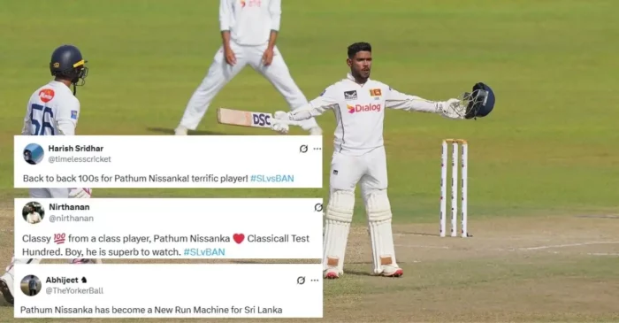 SL vs BAN: दूसरे टेस्ट के दूसरे दिन पथुम निसांका ने जड़ा शानदार शतक, प्रशंसकों की प्रतिक्रिया