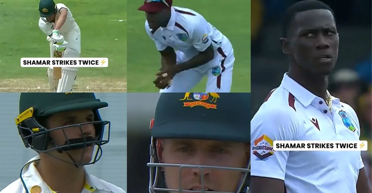 WI vs AUS [WATCH]: शमर जोसेफ ने लगातार दो गेंदों में पहले सैम कोंस्टास और फिर कैमरन ग्रीन को किया आउट, ऑस्ट्रेलिया ब्रिजटाउन टेस्ट के पहले दिन लड़खड़ाया