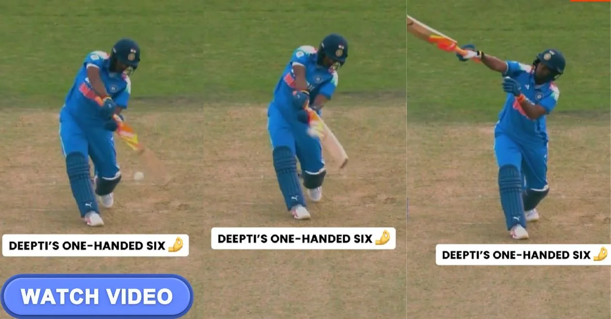 ENG-W vs IND-W: दीप्ति शर्मा ने एक हाथ से लगाया शानदार छक्का, सामने आया वीडियो