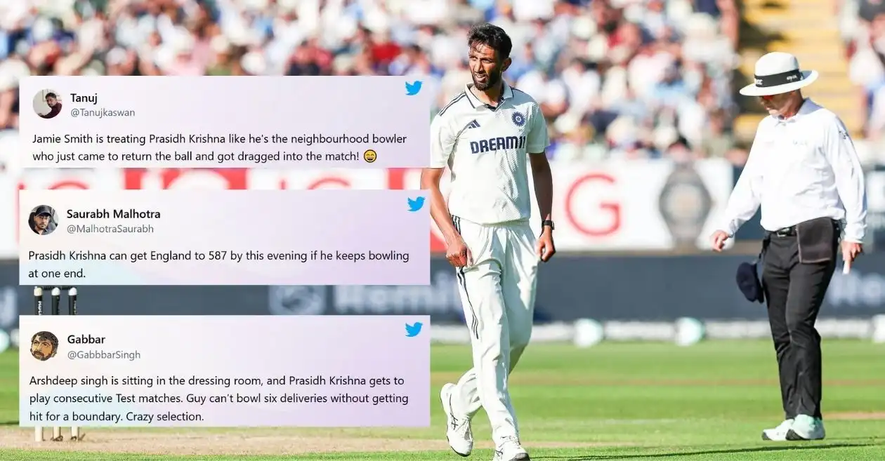 ENG vs IND: एजबेस्टन टेस्ट के तीसरे दिन खराब गेंदबाजी के लिए प्रशंसकों ने प्रसिद्ध कृष्णा की खूब की आलोचना; देखें प्रतिक्रियाएं