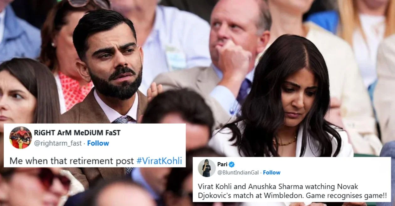 विंबलडन 2025 में नोवाक जोकोविच का मैच देखते हुए स्पॉट हुए विराट कोहली और अनुष्का शर्मा, प्रशंसकों की प्रतिक्रिया हुई वायरल