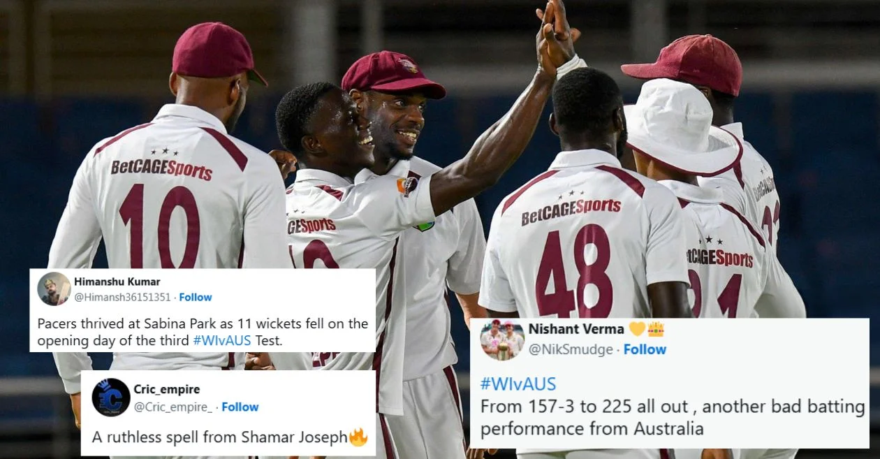 WI vs AUS: वेस्टइंडीज के तेज गेंदबाजों ने गुलाबी गेंद टेस्ट के पहले दिन ऑस्ट्रेलिया को 225 रनों पर समेटा, देखें प्रशंसकों की प्रतिक्रिया