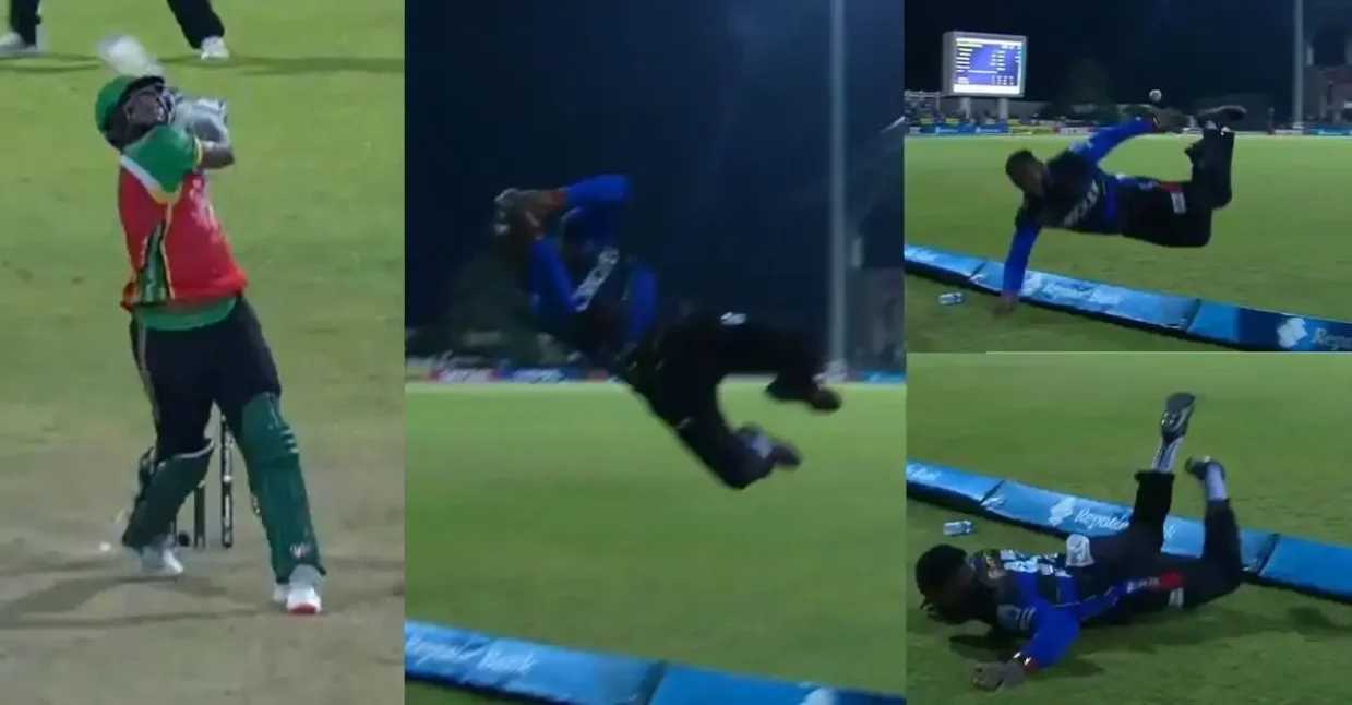 CPL 2025: फैबियन एलन ने बाउंड्री लाइन पर एक शानदार छक्के को बचाने के लिए धारण किया ‘सुपरमैन’ का रूप, देखे वीडियो