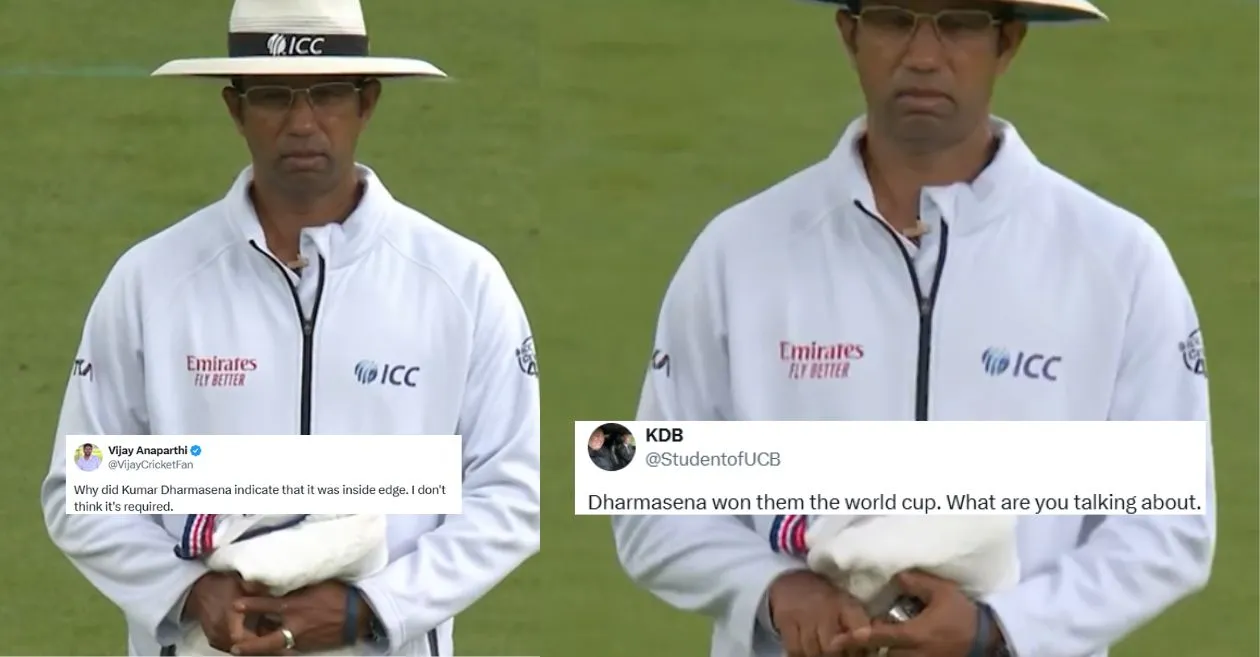 ENG vs IND: पांचवें टेस्ट के पहले दिन कुमार धर्मसेना के अंदरूनी किनारे वाले इशारे को लेकर प्रशंसकों ने उन्हें बेरहमी से किया ट्रोल