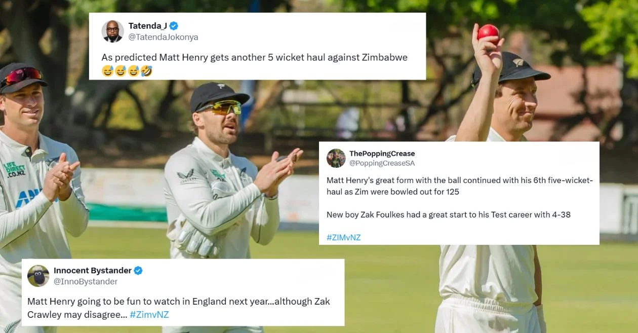 ZIM vs NZ: मैट हेनरी के पांच विकेट और सलामी बल्लेबाज़ों की शानदार पारी से दूसरे टेस्ट के पहले दिन न्यूज़ीलैंड के दबदबे पर प्रशंसकों की प्रतिक्रिया