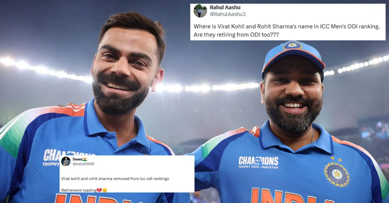 आईसीसी वनडे रैंकिंग में रोहित शर्मा और विराट कोहली की अनुपस्थिति पर प्रशंसकों ने जताई हैरानी